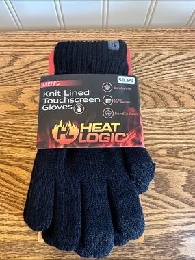 Men's Knit Lined Touchscreen Gloves - Black
